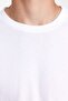 Beyaz Regular/Normal Kesim Uzun Kollu %100 Pamuk Tok Kumaş T-shirt TMNAW21TS0208 - 6
