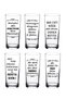 Set of 6 Mixed Text Soft Drink Glasses