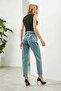 Prestige Blue Mom Jeans Lycra High Waist Blue Snow Washed Mom Jeans - 3