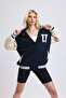 Unisex Oversize Black Complex Sleeve leather College Jacket - 2
