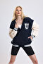Unisex Oversize Black Complex Sleeve leather College Jacket