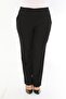Women's Black Plus Size Elastic Waist Trousers - 4