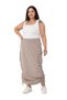 Large Size Side Gather Detailed Elastic Waist Parachute Long Jewelled Skirt