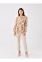Patterned Long Sleeve - Tie-Up Collar Women's Blouse - 3