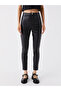 Slim Fit Straight Leather Look Women's Trousers - 2