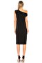 WOMEN'S BLACK ASYMMETRICAL COLLAR JERSEY MIDI DRESS - 2