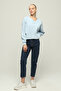 Women's V-Neck Long Sleeve Oversize Special Fabric Blouse - 7