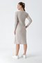 Women's Crew Neck Corded Knee Length Knitwear Dress Beige 24W119 - 5