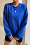 Cobalt Blue Unisex Brooklyn Back Printed Oversize Sweatshirt - 6