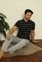 Men's Black V-Neck 3-Piece Pajama Suit 6826 - 2