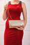 Women's Powder Fabric Evening Dress, Portfolio Evening Bag - 5