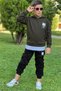 Wolf Patterned Boy Preschool Khaki Top and Bottom Set EST001