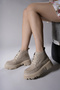 Faanlian Women's Boots 0012818 Beige Suede - 2