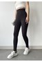 Women's Black Fleece Lined High Waist Wide Belt Tights - 6