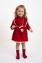 Baby Girl Kids Vintage Velvet Dress with Bag Lace Detail Long Sleeve Stand Collar 2-Piece
