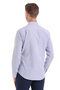 Navy Blue Comfort Fit Striped Cotton Slim Collar Long Sleeve Sports Shirt - 6