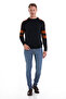 Navy Blue Comfort Fit Plain Cotton Half Turtleneck Casual Knitwear Sweater - 2