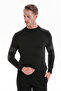 Black Comfort Fit Plain Cotton Half Turtleneck Casual Knitwear Sweater