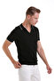 Black Regular Fit Patterned Cotton Polo Collar Casual T-Shirt - 5