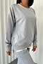 Two Thread Cotton Fabric Side Zipper Garni and Leg Detail Long Sleeve Gray Tracksuit 300 - 2