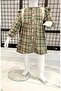 Plush Teddy Bear Backpack Gift Plaid Full Length Buttoned Girl's Green Winter Dress - 6