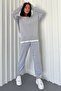 Two Thread Cotton Fabric Side Zipper Garni and Leg Detail Long Sleeve Gray Tracksuit 300 - 7