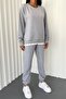 Two Thread Cotton Fabric Side Zipper Garni and Leg Detail Long Sleeve Gray Tracksuit 300 - 4