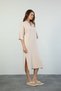 Women's Cream Polo Neck Wide Ribbed Slit Detailed Viscose Knitwear Dress - 3