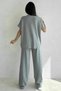 Women's Sleeveless Round Collar Gray Knitwear Blouse and Pocket Detailed Gray Knitwear Trousers Double Suit 070 - 3