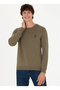 BASE. Polo Assn. Crew Neck Slim Fit Khaki Melange Men's Sweater TD01-BSK23