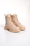WOMEN'S NUDE STONE DETAILED SIDE ZIPPER LACE-UP BOOTS POSTAL - 4
