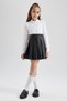 Girl's White Pique Long Sleeve Polo School T-Shirt - 2