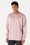Men's Dusty Rose Oversize Loose Cut Crew Neck Plain Sweatshirt - 3