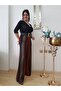 Women's Anthracite Cinnamon Striped Double Breasted Jumpsuit - 2