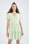 Flounce Detailed V-Neck Floral Dress