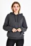 Kadın Antrasit Kapüşonlu Basic Örme Sweatshirt - 2