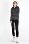 Kadın Antrasit Kapüşonlu Basic Örme Sweatshirt - 4