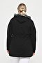 Women's Large Size Black Hooded, Shiny Sequin Detailed, Zippered Pocket, Comfortable and Stylish Sweatshirt - 6