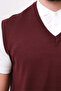 Woolen Sleeveless Knitwear Sweater - Claret Red - 4