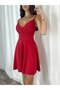Shiny Stretch Crepe Fabric Double Breasted Collar Strap Flared Skirt Mini Dress Evening Dress 582526 700
