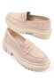 Capone Oval-Toe Track-Sole Suede Beige Women's Loafers - 6