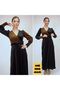Women's Leopard Leopard Detailed Imported Velvet Fabric Belted Maxi Graduation Wedding Wedding Dress