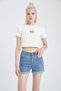 Normal Waist Fold-Up Jean Shorts - 6