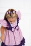Purple Flower Patterned Girl's Dress - 8