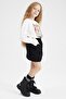 Girl's Paperbag Velvet Skirt - 4
