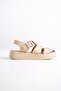 Capone Gladiator Strappy Wedge Heeled Beige Women's Flatform Sandals - 6