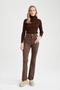 Long Length Gabardine Trousers with Flared Leg Pockets - 5