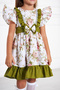 Pistachio Green Floral Patterned Girl's Dress - 7