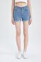 Normal Waist Fold-Up Jean Shorts