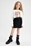 Girl's Paperbag Velvet Skirt - 2